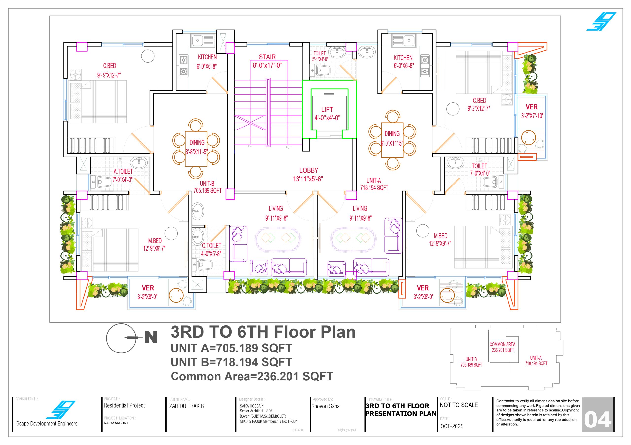 howlader heritage 3RD TO 6TH FLOOR PLAN